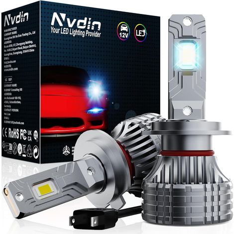 H7 LED Bulbs 60000lm, Headlight Lamp for Car and Motorcycle, Universal 12V for High Beam or Low Beam Parabolic or Lenticular Headlights, 6000K Intense White (1/5)
