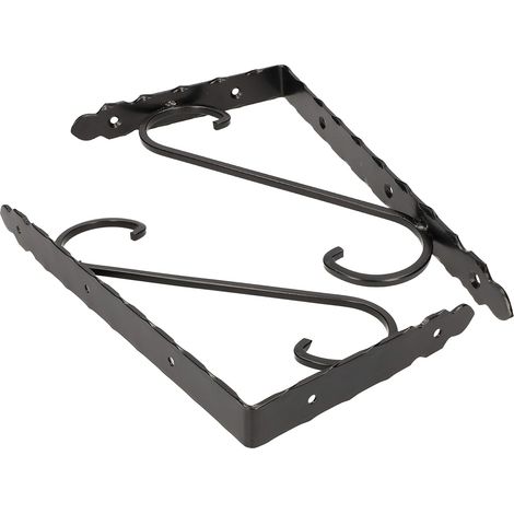 KOTARBAU Lot de 2 supports d'étagère forgés 30 x 15 cm Noir vieilli (1/5)
