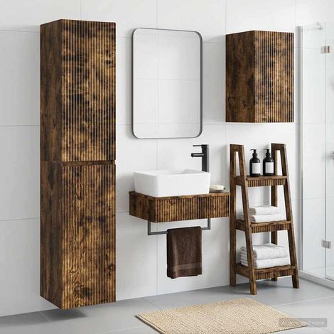 vidaXL Bathroom Furniture Set 3 pcs Smoked Oak 33 x 34.5 x 160 cm (1/5)