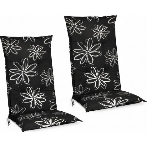 2er Set Hochlehner für Gartenstuhl Flores, 120x50x6cm, Schwarz