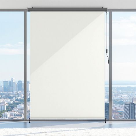 Wolketon Senkrechtmarkise für Außen- und Innenbereich Außenrollo wasserfest mit Handkurbel für Balkon, Terrasse & Garten Balkonrollo Sonnenschutz aus Aluminium Rollo Sichtschut 250x140cm Beige