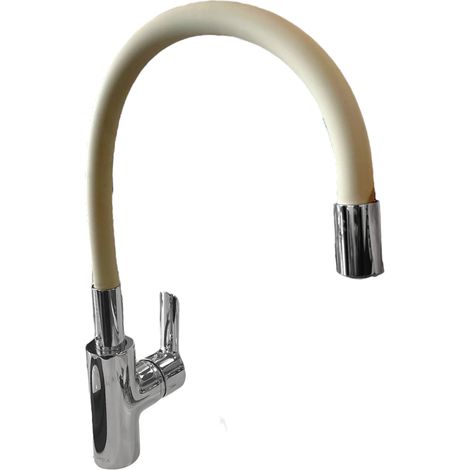 Mitigeur de cuisine avec bec flexible en caoutchouc beige/gris colombe