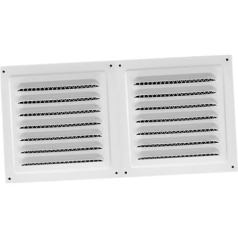 Grille de ventilation 150 x 300 mm Aérateur en acier inoxydable blanc avec moustiquaire, résistant à la corrosion (1/5)