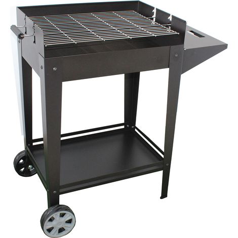 Barbecue a Carbone 93,5x40,5x88,5 cm Griglia Altezza Regolabile in Acciaio Denia Nero (1/5)