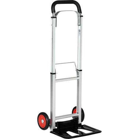 Carrello Portapacchi Pieghevole in Alluminio e Acciaio con Maniglia Telescopica e 2 Ruote in EVA, Carico Massimo 90kg, 40x41x107 cm (1/5)