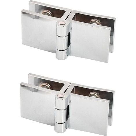 Lot de 2 charnières pour portes vitrées de bibliothèque, pivot à 180°, fixation double face, installation facile, pour portes de placards et meubles de salle de bain