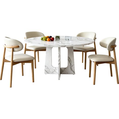 Conjunto mesa y sillas comedor redonda MDF OKMYHOME (1/2)