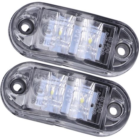 Feu de gabarit latéral 10-30V 2 LED haute luminosité pour voitures, camions, remorques et camping-cars - Blanc (1/4)