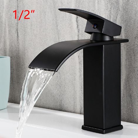 1/2" Moderne Robinet Lavabo, Robinet Salle de Bain, Robinet Lavabo Noir, Mitigeur Lavabo Salle de Bain, Noir Mat (Courte) (1/5)