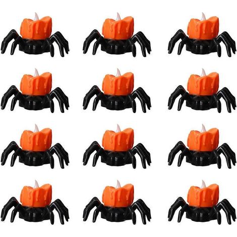 12 Stück Halloween-Spinnen-Kerzenlicht-Dekorations-LED-Lampen-Ornament-Zubehör