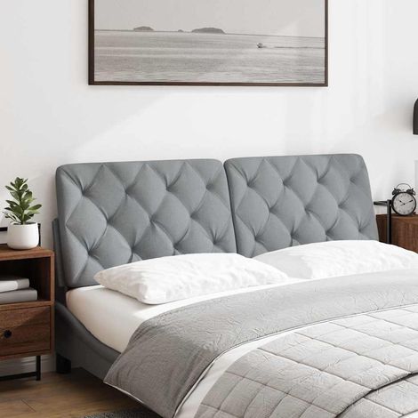 Coussin de tête de lit gris clair 160 cm tissu (1/5)
