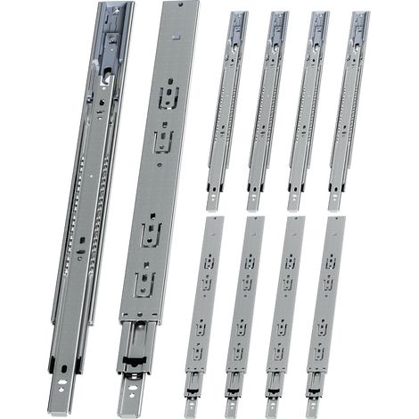 Randaco 5 Paar Schubladenschienen 450 mm Vollauszug, 3-teilig, Softclose mit Selbsteinzug, 45 kg Tragkraft, Schubladenauszug aus Stahl (1/5)
