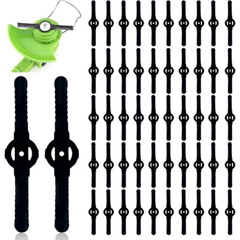 Lames de rechange en plastique pour tondeuse à gazon sans fil, 50 pièces, remplaçables, noires (1/5)