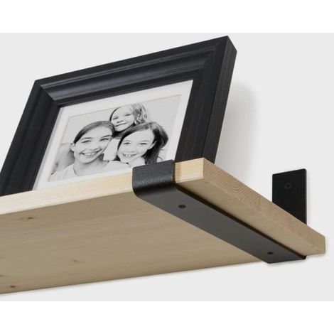 Support en acier époxy noir, support de cloison mural, cadre de support porteur, support d'étagère, support en L, hauteur 10,3 x profondeur 25,4 cm (1/4)