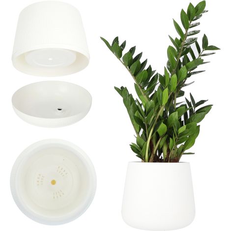 KADAX Blumentopf mit Untersetzer im Set, Pflanzentopf, oval, 23 cm, Weiß