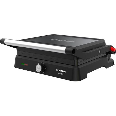 Taurus - Grill Bistro 2600W  2 en 1: Grill y Plancha  Placas de 29x23 cm  Placa Basculante y Apertura 180º  Revestimiento Antiadherente sin PFOA  Bandeja Recogegrasas  Termostato Regulable