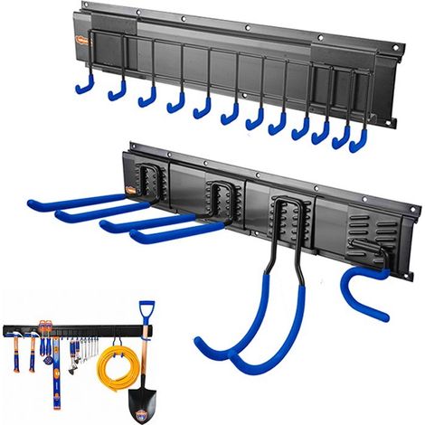 Juego de almacenamiento de pared Wadfow con rieles y ganchos multiusos (1/4)