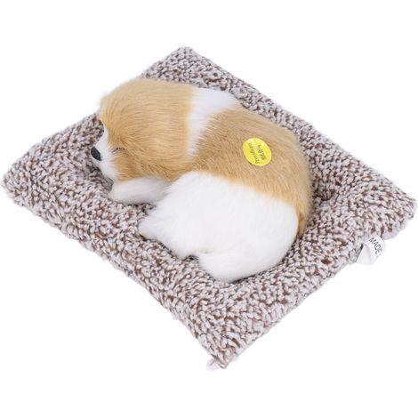 Chien endormi réaliste, adorable chiot endormi, jouet pour enfants, décoration, cadeau pour garçons et filles, bloc blanc cassé (1/5)
