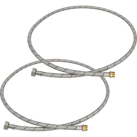 Connettore flessibile 3/8” 1/2” femmina-maschio in acciaio, 150 cm, set da 2 pezzi (1/5)