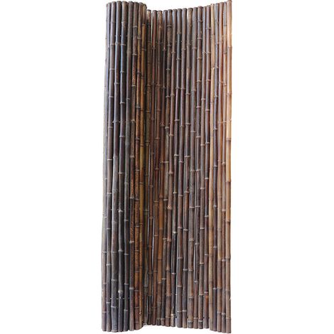 Roll of Bamboo Screen for garden fencing - L200 x W3 x H200 cm - Black