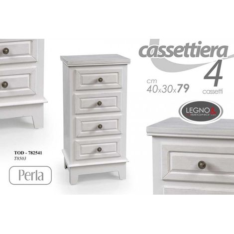 Mobile cassettiera stretta como bianco 4 cassetti cm 40 x 30 x 79 h