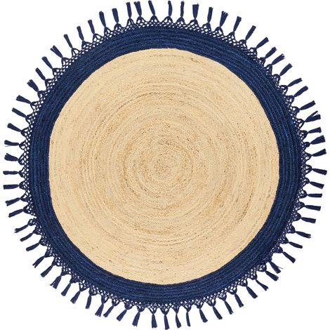 Rug MARTS Dark Blue ø 140 cm Jute