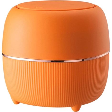 Mini poubelle moderne avec couvercle, corbeille à déchets de bureau, poubelle de comptoir en plastique à pression, idéale pour un bureau, une table basse ou un bureau - Orange (1/5)