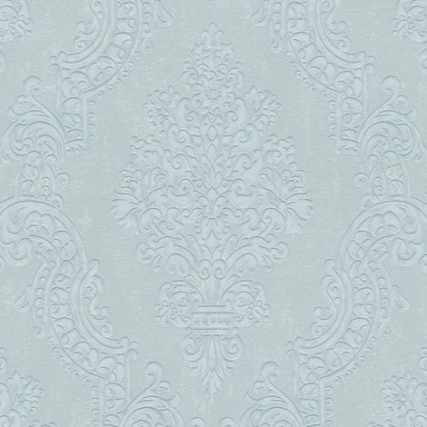 Barock Tapete Profhome 397653 Vliestapete strukturiert mit Ornamenten schimmernd grau minz-grün silber-grau papyrus-weiß 5,33 m2
