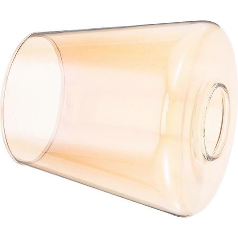 Abat-jour en verre ambré : Abat-jour cylindrique de rechange pour ampoule E27, compatible avec lampes de table, suspensions, lustres et appliques murales. Trou de 4,2 cm. (1/5)