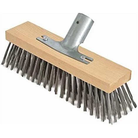 Balai à poils d'acier, 30 cm avec support de manche en métal - Ø 28 cm - tête de brosse - corps en bois de hêtre de haute qualité (1/5)