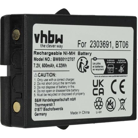 vhbw Akku Ersatz für Ikusi BT06, 2303691 für Industrie-Funkfernsteuerung Fernbedienung (700mAh, 7,2V, NiMH) - Schwarz
