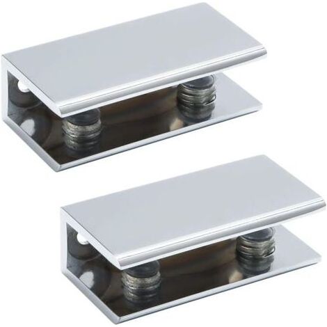 Charnière / Pince à Verre pour Étagère ou Porte – Support Mural Inox Poli Compatible Verre 8–12 mm, 2 Pièces EBL2012-2P (1/4)