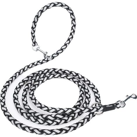 Laisse pour chien avec bandes réfléchissantes - Laisse double en nylon avec 2 mousquetons - 2,5 m ajustable pour chiens de petite et moyenne taille (1/5)