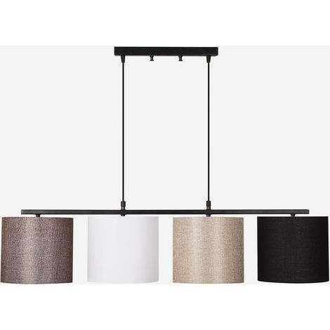 Lámpara colgante 4 luces en metal y tela Valiz (1/5)