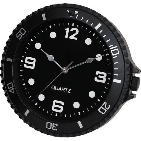 Horloge murale moderne à quartz silencieux, horloge de luxe à mouvement continu, horloge murale noire pour résidence secondaire, design moderne et silencieux. (1/5)
