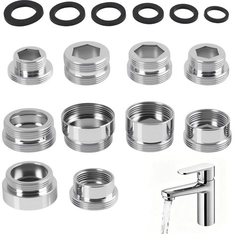 Adaptateurs De Robinet Filetés Lot De 10 Pièces Métal Chromé M18/M22 (1/5)