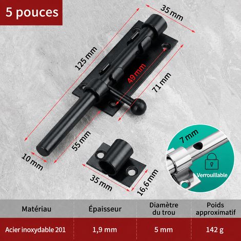 Verrou de porte en applique noir 5 pouces avec trou pour cadenas noir 5 10 145 g – Livraison gratuite