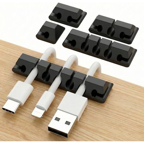 Range-câbles de bureau en 5 pièces - Emplacements 1/2/3/5/7 - Gestion des câbles - Chargeur USB, souris, écouteurs, PC, Noir (1/5)