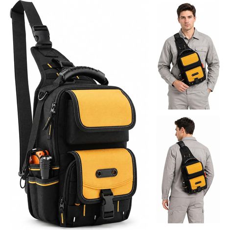 Sac à outils portable multipoches avec rangement catégorisé, adapté aux techniciens de réparation et aux techniciens de câblage. (1/5)
