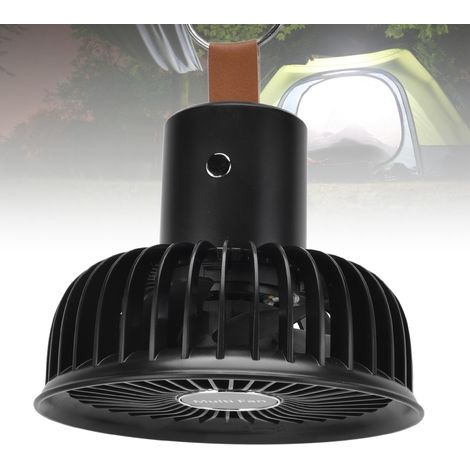 Ventilateur électrique suspendu d'extérieur multifonctionnel, ventilateur électrique portable, rechargeable par USB, noir (1/5)