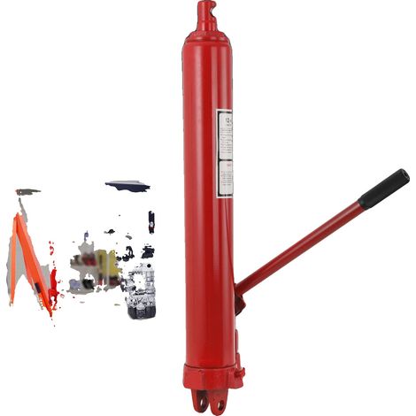 Gato hidráulico de brazo largo, capacidad de 12 toneladas, altura mínima 26", altura máxima 45,7", altura de elevación 19,7", diámetro del orificio superior Ø 20 mm (1/5)