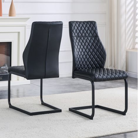 Silla de comedor negra de PU con respaldo alto, pack de 2 HAVRYA (1/5)