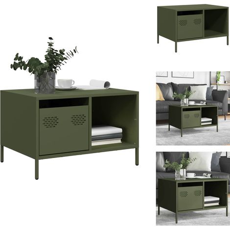 Table basse vert olive 68,5x50x43,5 cm acier laminé à froid - Table Basse - Tables Basses - Table D'appoint - Bout De Canapé (1/5)