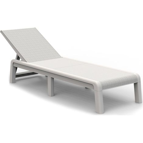 Dmora - Lettino prendisole Shawinigan, Sdraio da giardino, Letto pieghevole outdoor, Sedia reclinabile, 188x58 h29 cm, Bianco