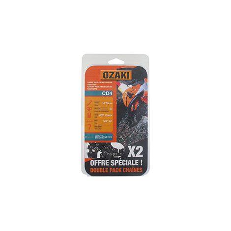 Lot De Deux Chaînes De Tronçonneuse Ozaki Sous Coque Semi Carrée: 3/8''lp 050'' (1,3mm) 50 Entraîneurs ( E50 )