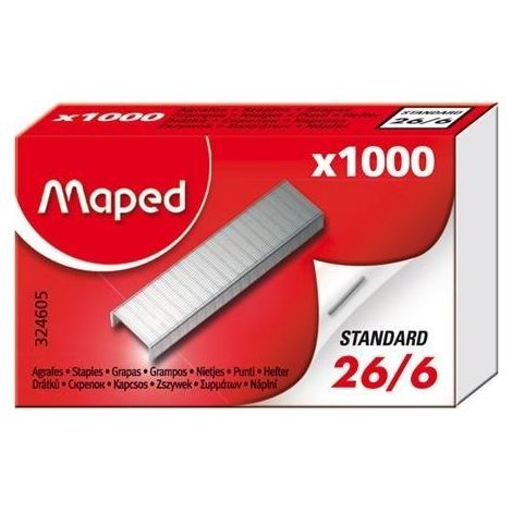 Graffette MAPED 26/6 - 1000 pezzi - acciaio zincato, ufficio e scuola