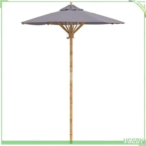 Parasol de jardin - FAFEICY - 4108084 - Gris foncé - Ø 270 cm - Cadre bambou, toile polyester anti-UV (1/5)