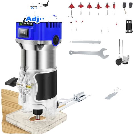 Outil de défonceuse électrique, 800W, 4000-30000 RPM, 6 réglages de vitesse, profondeur de fraisage maximale de 29 mm, compatibilité de diamètre de lame 6-8 mm (1/5)