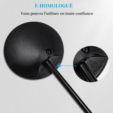 Rétroviseurs Latéraux de Moto M8 Universels avec E9-Homologué, 1 Paire Rond Rétroviseurs Moto Boulons Fileté 8mm spour Moto ATV Scooter Quad Vélo (1/4)