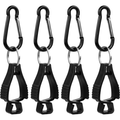 4 Pièces Porte-pince à Gants, Clip de Gants, Pinces pour Gants de Travail, Pince à Bâche avec Mousqueton Clip, Protection de Travail de Sécurité Clip Utilisé, pour Gants Clé Casque Serviette(Noir) (1/5)